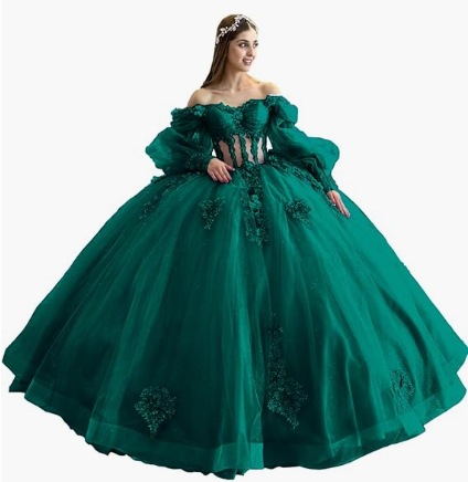 Flores vestido de adulto con mangas brillante con cuentas vestido dulce 2026 nuevo vestido de baile de hombro para mujeres image 33