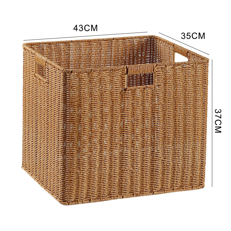 Cesta de almacenamiento de tela de caña imitación ropa sucia juguetes bocadillos cesta de almacenamiento de artículos de bambú tejido casero sala de estar gabinete de televisión escritorio completo