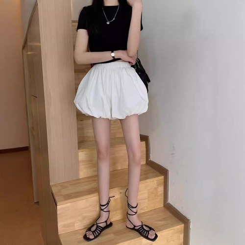 White Blossom Popover Skirt for Women 2024 Spring Summer High-Waist A-Line Tiered Short Skirt Pants for Petite Figures and Slimming Effect