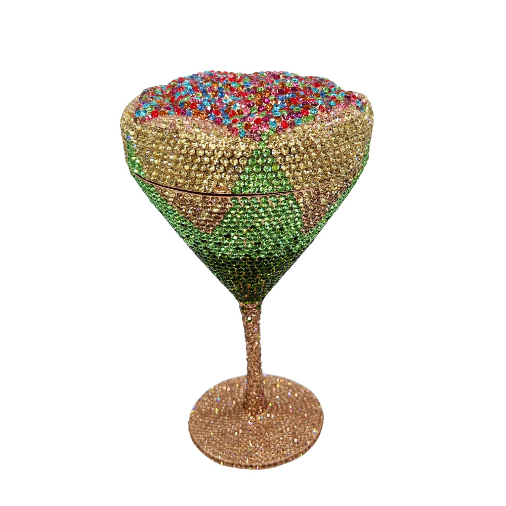 Clutch cross-border coctel creativo taza de pie alto flor con diamantes bolsas de cena brillante inerte diamantes bolsas de mano de mujer