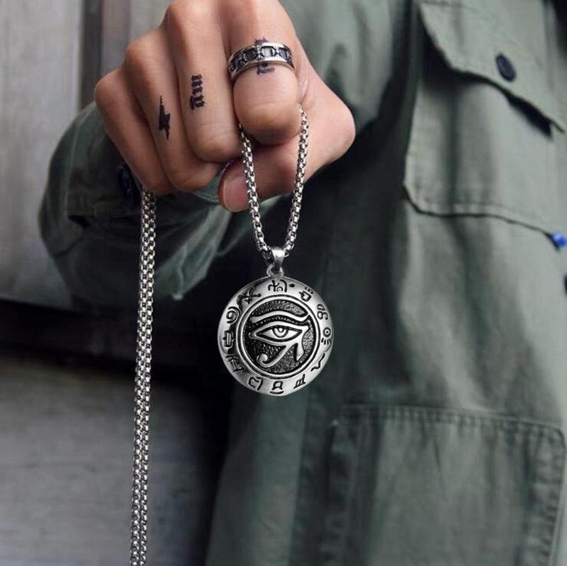 Personalised Horus Eye Pendant Necklace Punk Style For Men_voghion.com