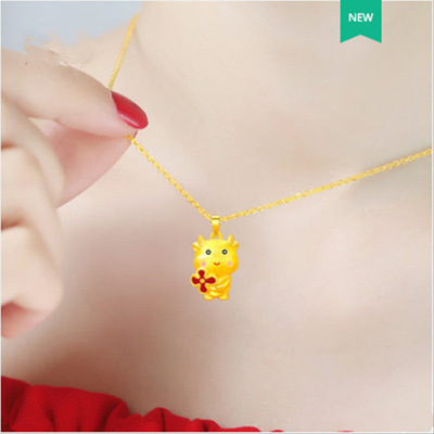 2021牛年开运 贺岁吊坠福钱币爱心财牛女锁骨项链批发|ru