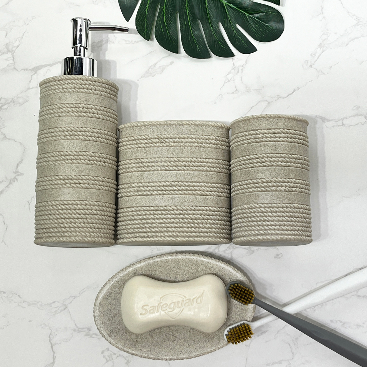 Arenisca imitación diseño simple de resina baño baño baño set de baño hotel cuatro piezas set de artículos de baño