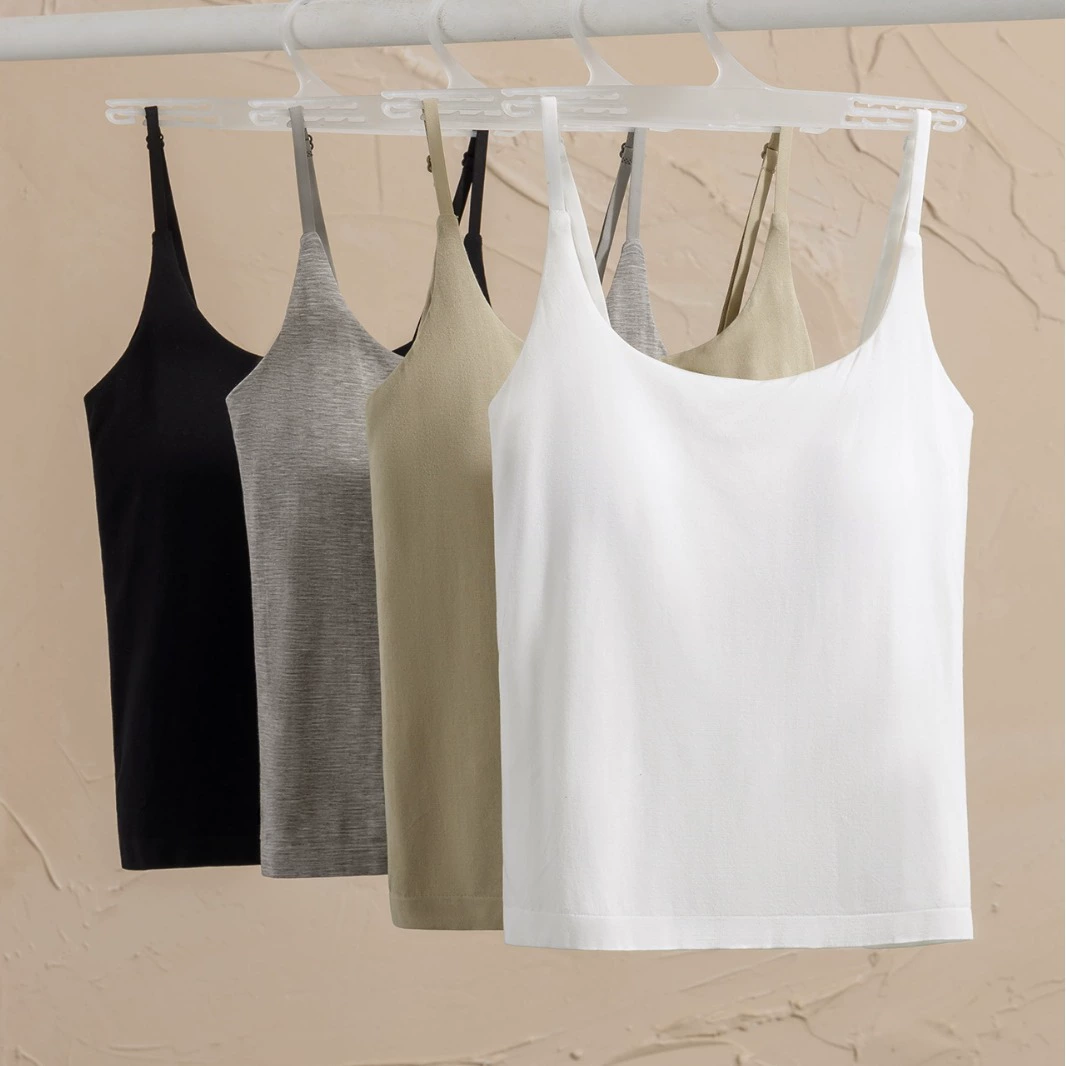 Silk top with cups, breathable colored fashionable long vest, beautiful back, fitted, mid-length