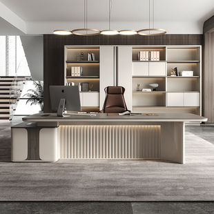 New Style Boss Desk with Light, President Desk, Simple and Modern Executive Desk, Atmospheric Manager Desk and Chair Combination Office Home