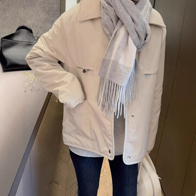 Spot British Style_Short Multi-Wear Reversible Practical Short Outwear Jacket Wool Lapel Cotton Outwear