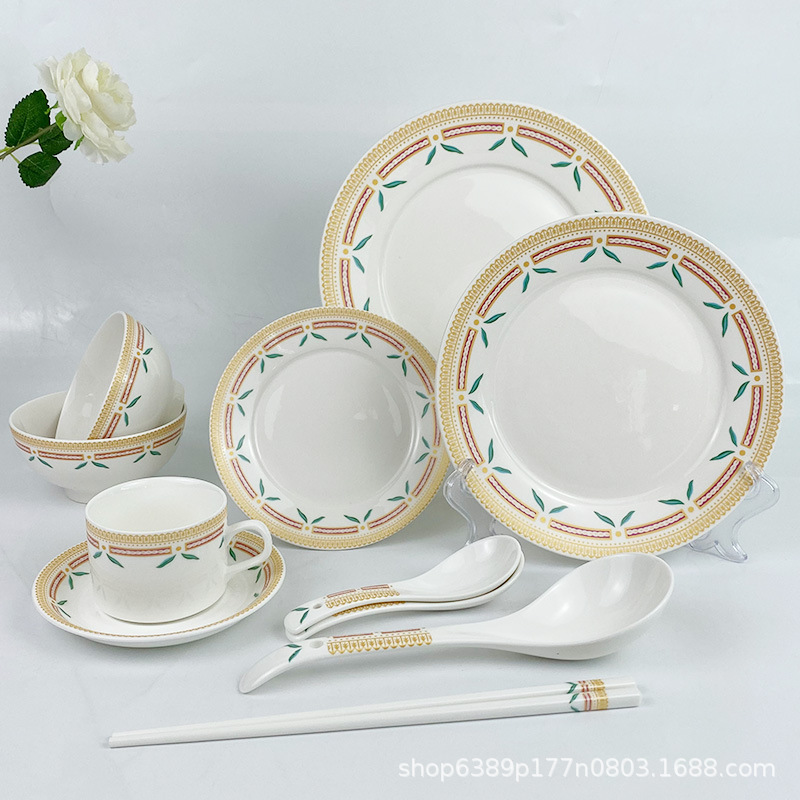 High-End Ceramic Tableware Danish Flower Bowls and Plates Palace Noodle Bowls Dinner Plates Chopsticks Rice Bowls Copenhagen Discs