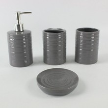 陶瓷卫浴四件套中温色釉白云土乳液瓶漱口杯牙插座肥皂碟洁具套装