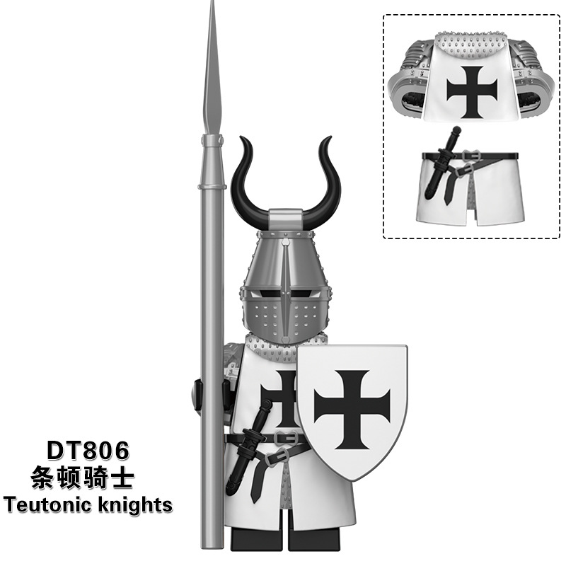 DT8901 siglo medieval templo cruzado Santa tumba Teton Hospital Caballero conjunto completo de armadura pesada gente ensamblada bloques de construcción