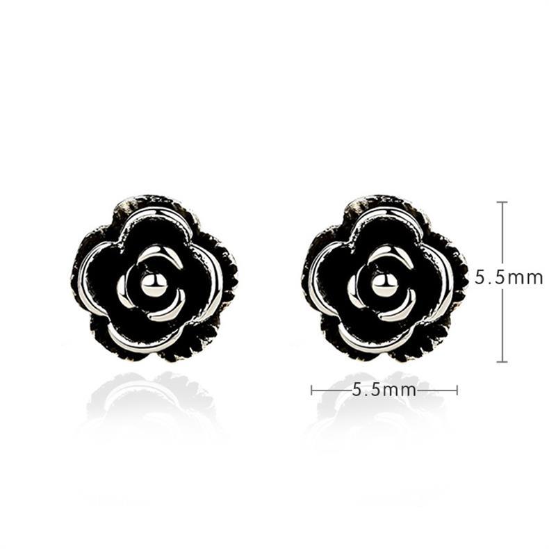 Silver Rose Stud Earrings For Women Personalized Sterling Silver_voghion.com