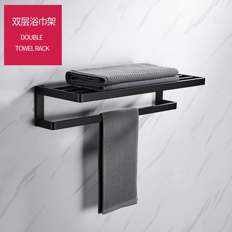 304 acero inoxidable negro toallas de baño colgando toallas de baño estante de almacenamiento conjunto de colgantes de hardware