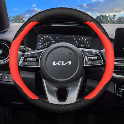 Platinum Extension 2024 EV5 KX5 – Steering wheel cover - round-type-black-and-red-genuine-leather-ultra-thin-model-other