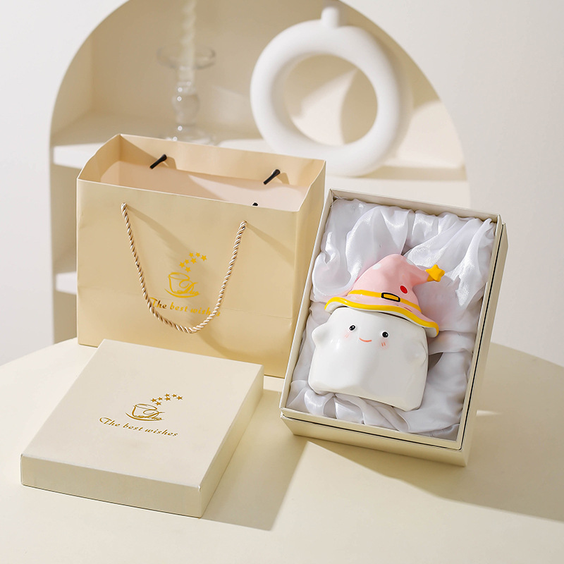 Regalos de cumpleaños fantasma extraña taza de cerámica con tapa taza de regalo de nicho mano taza de regalo regalo de Halloween