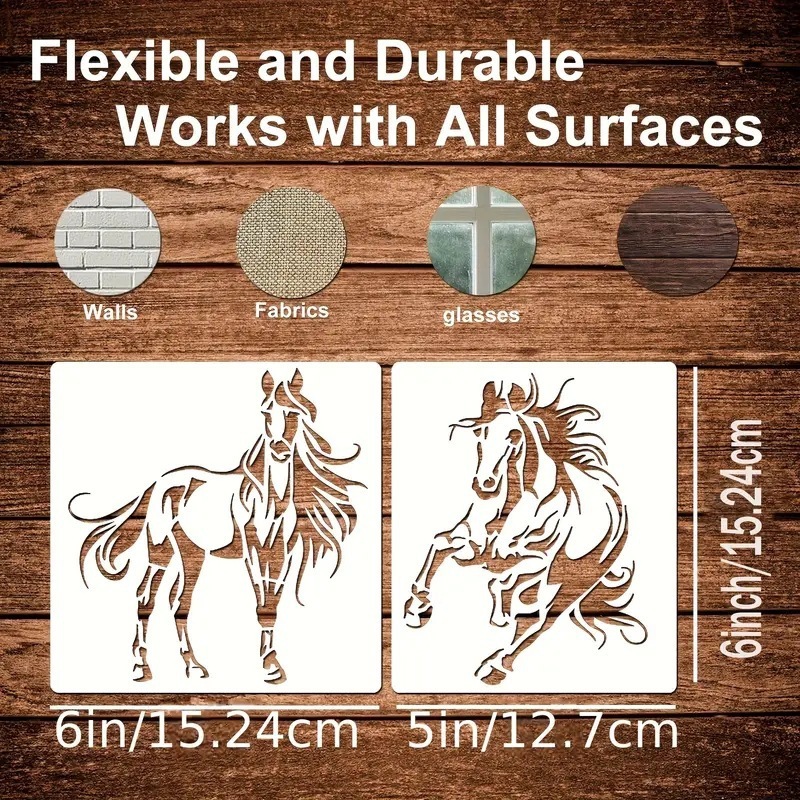 国境を越えた絵画ボード13点セット 馬をテーマにした絵画テンプレート DIY中空落書きボード PET水洗い可能環境に優しい画板|undefined