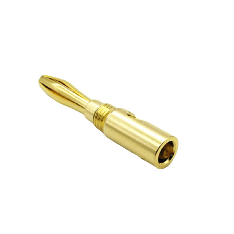 香蕉头无壳镀金4MM针型香蕉插头 音响接头 音响六芯免焊插头