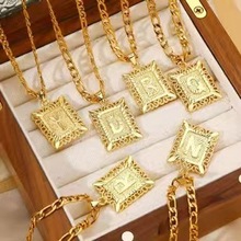 欧美简约时尚嘻哈钛钢项链个性潮流款不锈钢字母项链现货供应链条