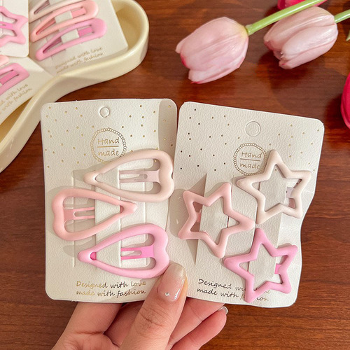 Cute pink star children's hairpin female side forehead broken hair bangs hairpin baby small bb clip headwear
