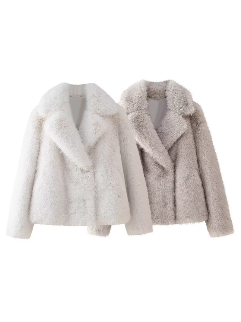 Cross-border women's 2024 autumn and winter new European and American fashion casual plus size loose short lapel imitation fur coat women