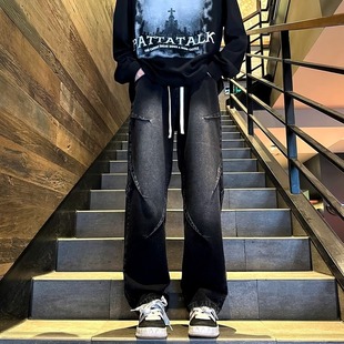 Black Jeans Men's Spring Wear American Style High Street Retro Wide Leg Pants Spring and Autumn 2025 New Loose Straight Pants