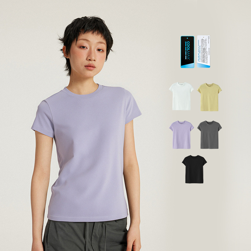 Jie Zhan Women's Clothing | Coolmax Breathable T-Shirt 2026 Spring and Summer New Product Outdoor Sports Commuting Quick-Drying Women's Short-Sleeved Shirt