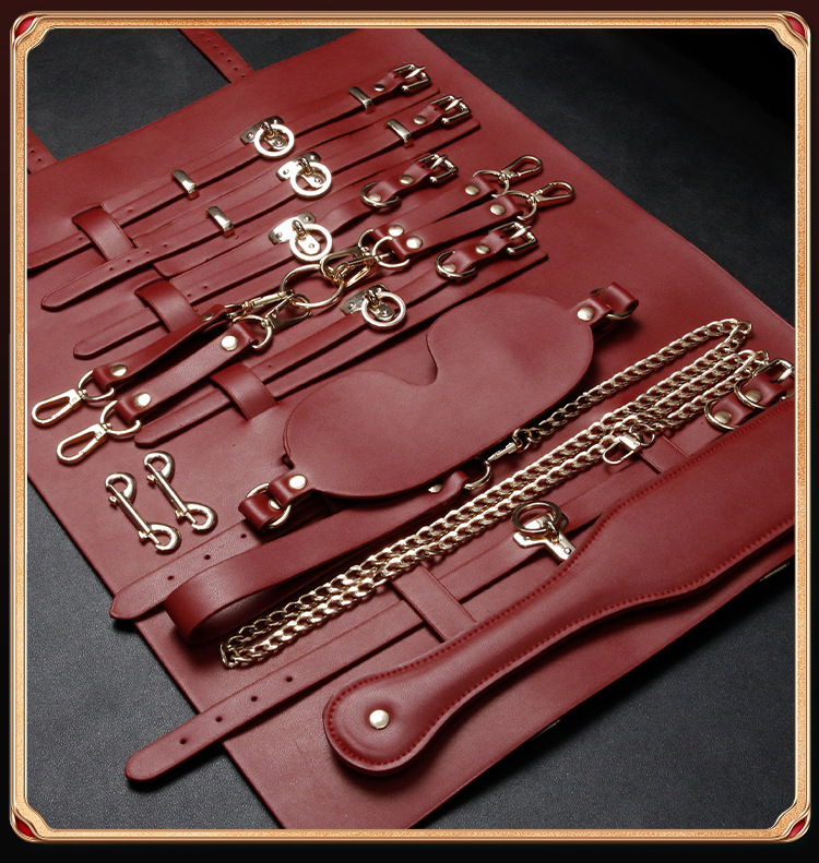 10-Piece Adult Bondage & Sensory Set with Anal Plugs, Nipple Clamps, Handcuffs and Fringe Whip — detail image 30