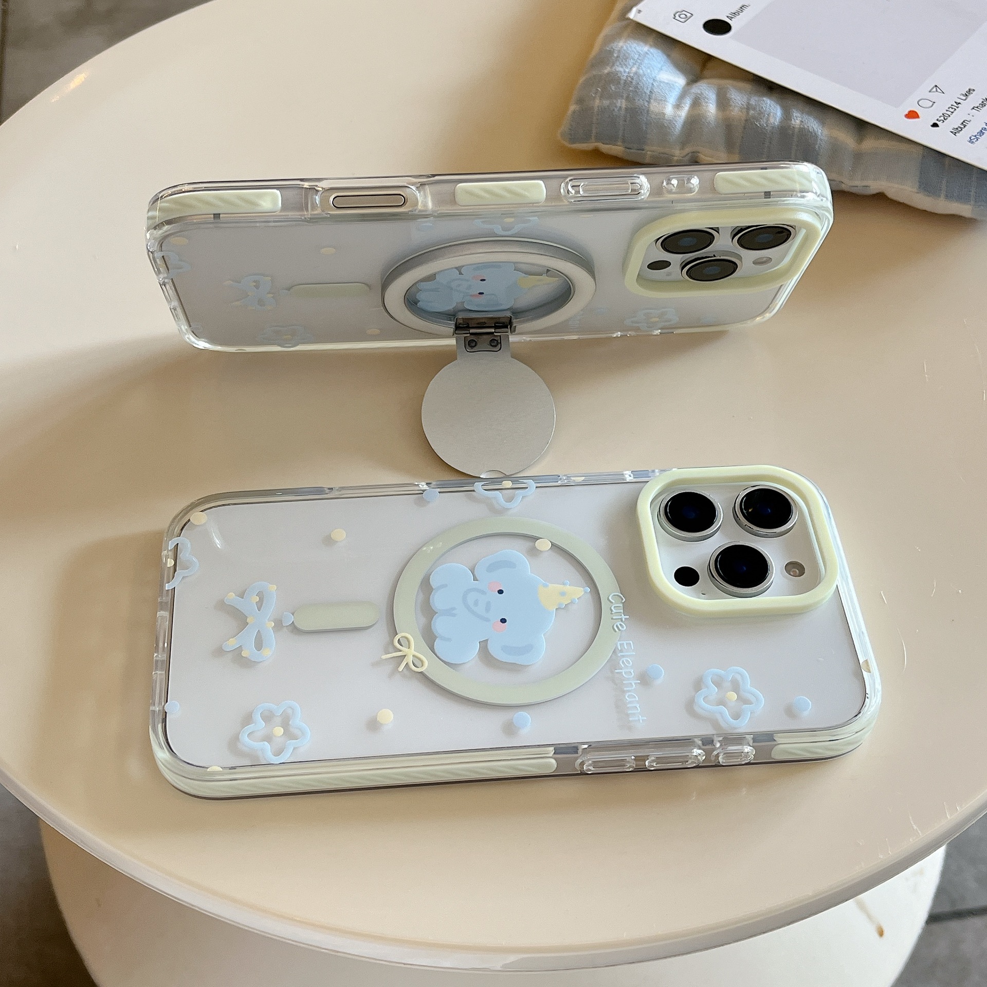Soporte de elefante magnético de alta gama para Apple 15/16 funda para teléfono móvil 14ProMax bowknot 16Pro femenino 15