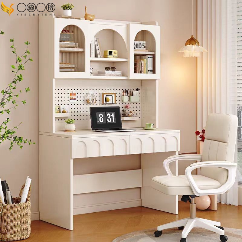 초등학생을 위한 새로운 크림 스타일 크고 작은 어린이 쓰기 학습 테이블 책상 책장 조합 테이블