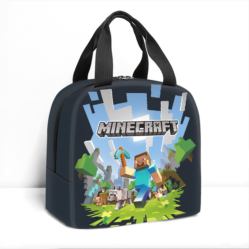 Minecraft ランチバッグ漫画アニメーション小中学生食事バッグ子供用アイスバッグ屋外食事バッグポータブルランチボックスバッグ|undefined