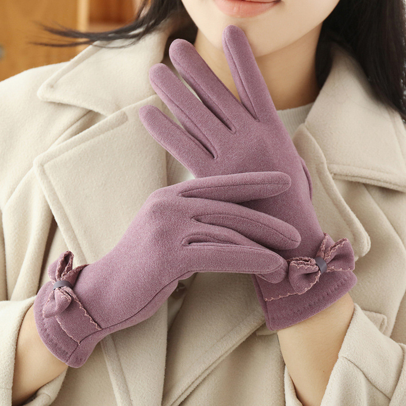 秋冬の徳絨毛手袋の蝶結びの純色を卸売りします。|undefined