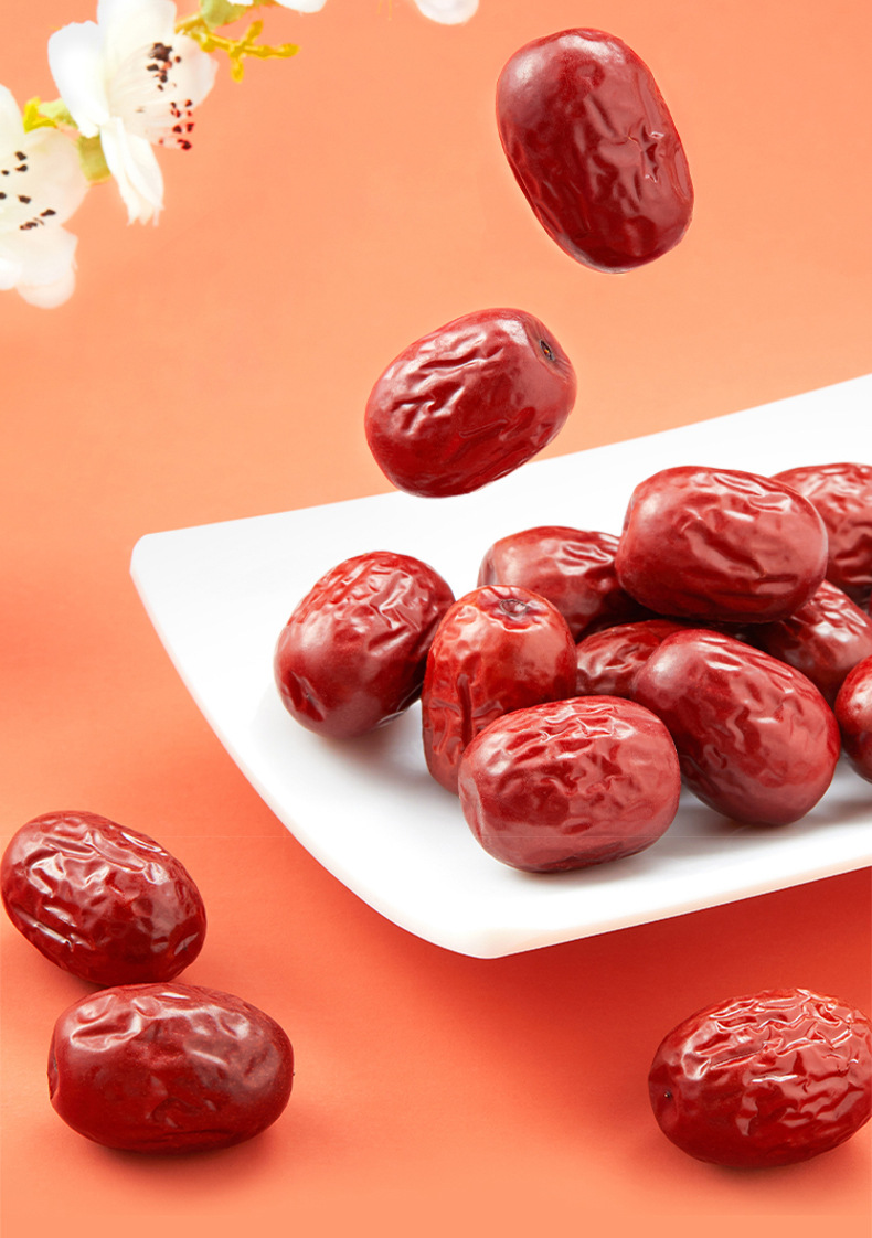 Xinjiang Grey Jujube Dried Red Dates Hui Zao Whole Fruit Ready to Eat 500g for Tea Congee and Soup key features