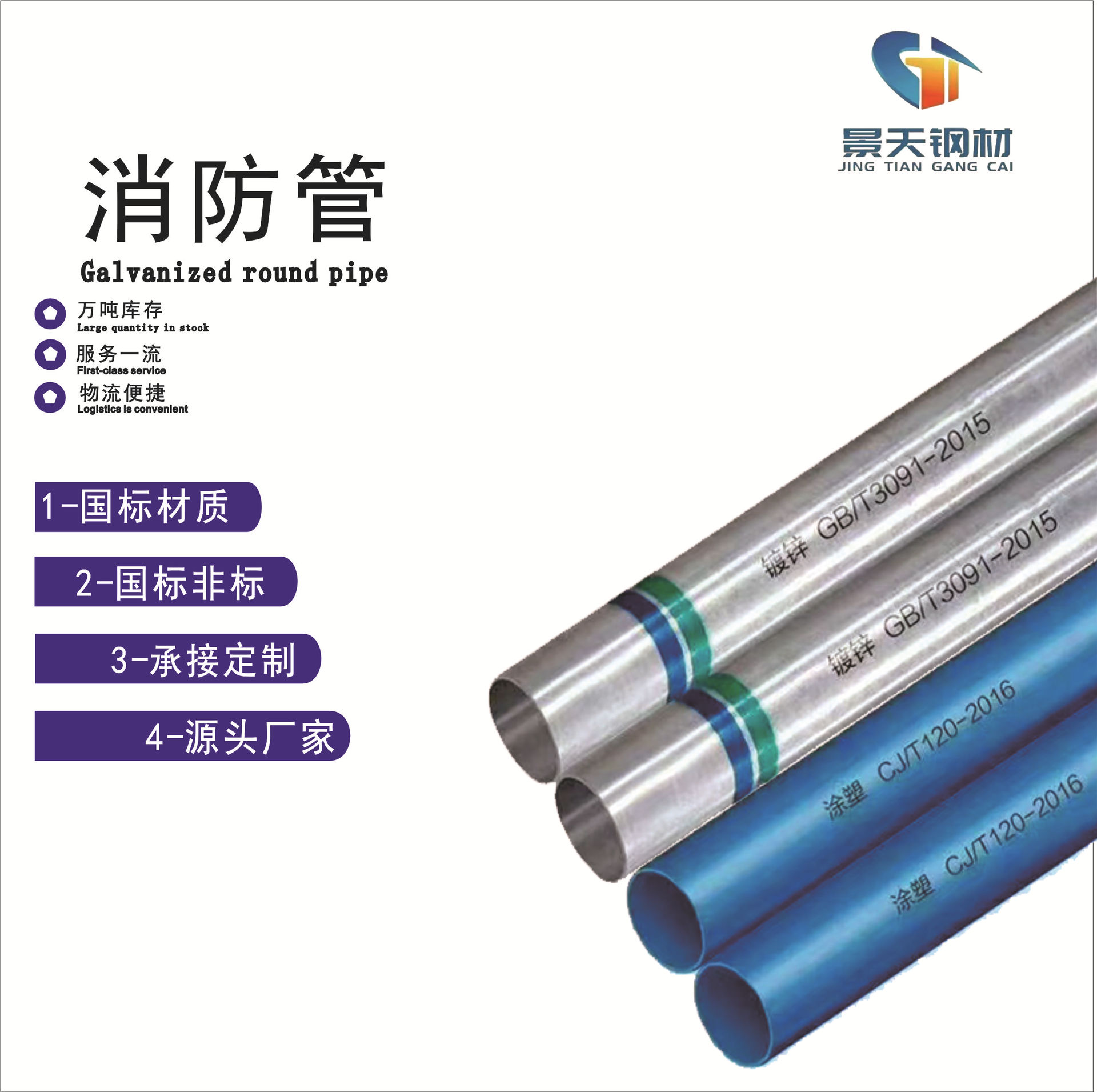 跨境厂家生产加工锌层大棚消防管无缝钢管热镀锌焊管圆管出口专用