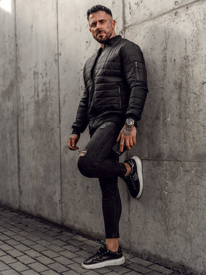 Men's Padded Quilted Stand Collar Warm Cotton Coat Jacket_voghion.com