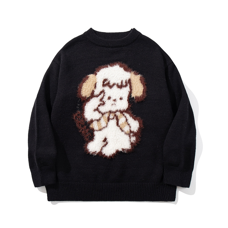 YWFG ropa de mujer japonesa leche lindo perrito suave suéter glutinoso otoño y invierno camiseta de punto perezosa para hombres y mujeres