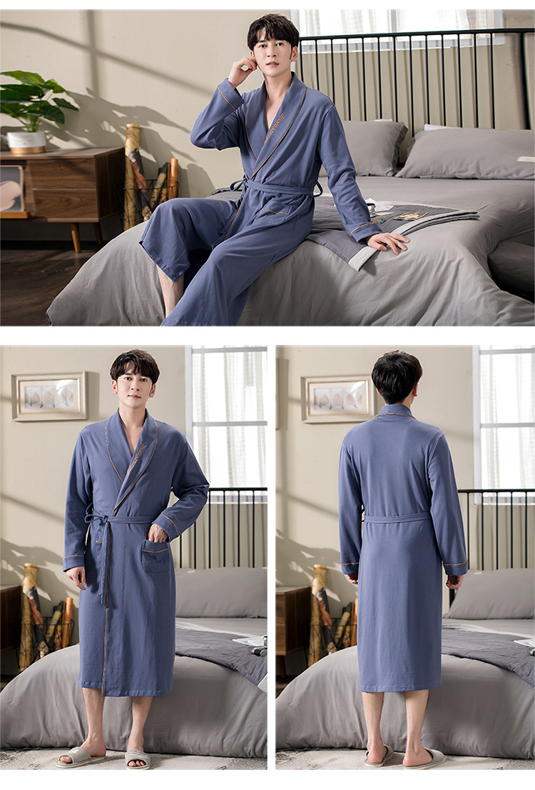 GraceChic GraceChic Cotton Couple Bathrobe For Women, Long Sleeve, Spring Autumn, Plus Size, Loose Fit, Men's Bathrobe, European And_voghion.com