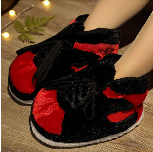 Tiktok mismo estilo parodia zapatos de grasa Coco pareja Zapatillas de algodón volver al futuro casa piso Kang hebilla 1 zapatos de algodón