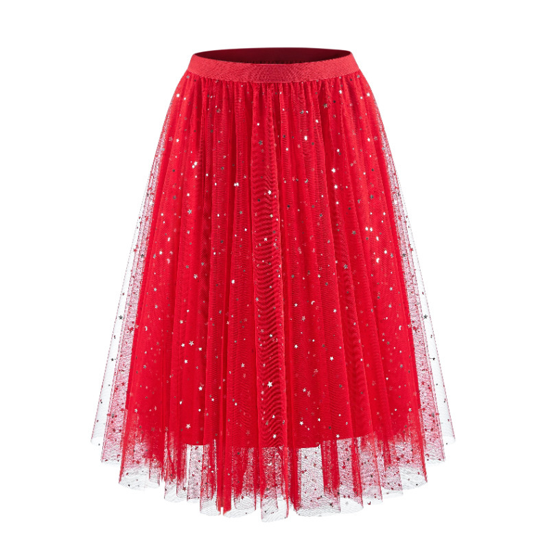 Foreign Trade In-Stock Spring/Summer Tutu Skirt, Puffy Skirt, Amazon Star and Moon Pattern Multi-Layered Mesh Skirt