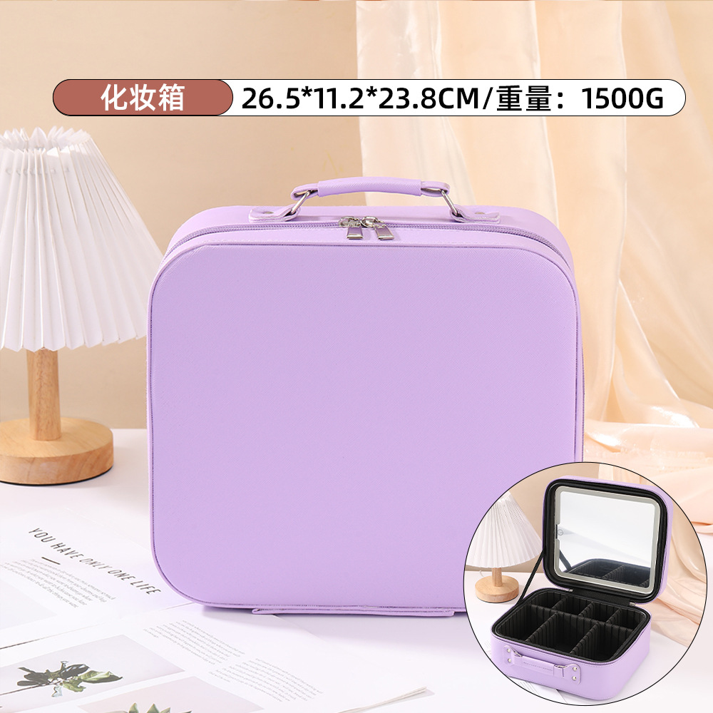 Bolsa de maquillaje espejo LED almacenamiento portátil caja de maquillaje portátil maquillaje caja de almacenamiento de gran capacidad para viajes Otros