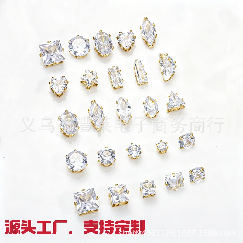 Cross-Border White Zircon Claw Stones: Brilliant, Square, Marquise, Teardrop, Round. DIY Jewelry and Clothing Accessories Cross-Border White Zircon Claw Stones: Brilliant, Square, Marquise, Teardrop, Round. DIY Jewelry and Clothing Accessories