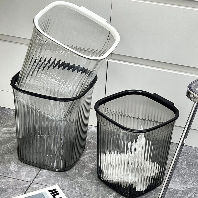 Casa transparente de oficina basura de alto valor cuadrada estriada gruesa gran cocina sala de estar cesto de baño