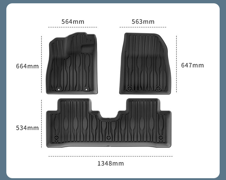 Car Floor Mats for 25 Hiace 05 EV Dedicated Full Weather TPE Trunk Mat