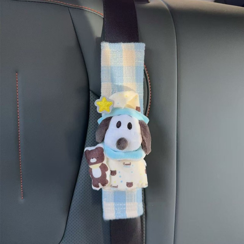Snoopy Cute Puppy Car Decoration Seatbelt Shoulder Pad Plush Toy New Car Essentials Cross-Border Souvenir