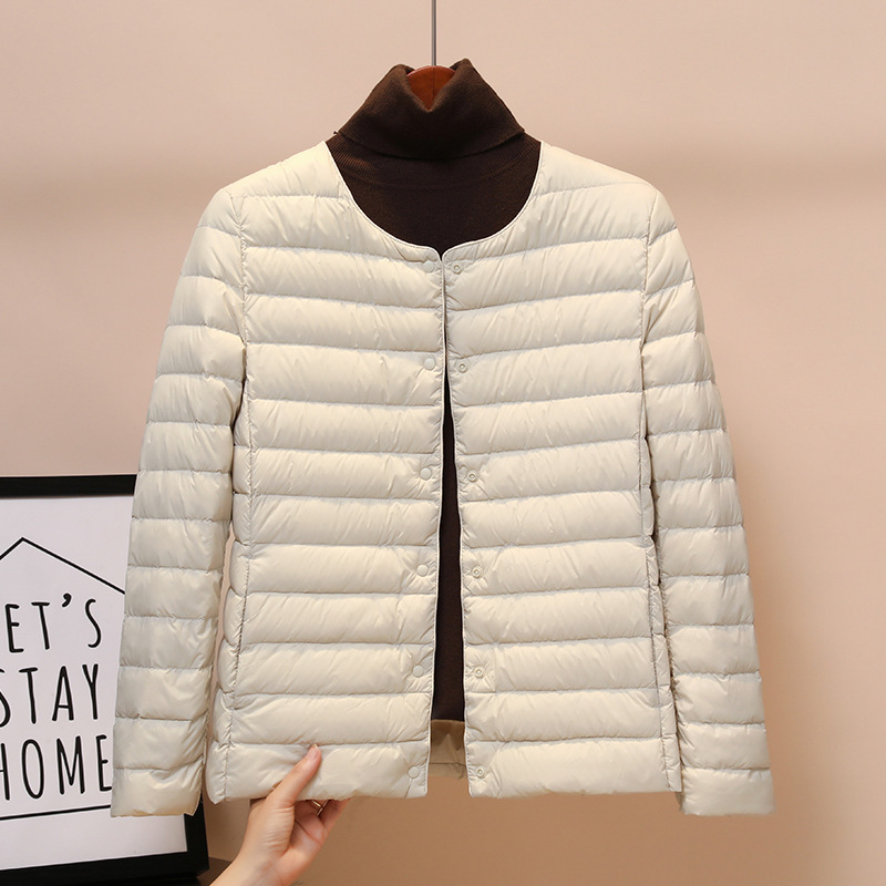 Youjia Clothing Winter Lightweight down Jacket Women's Short Warm Inner Wear Liner Two-Wear Thin Collarless Large Size Jacket