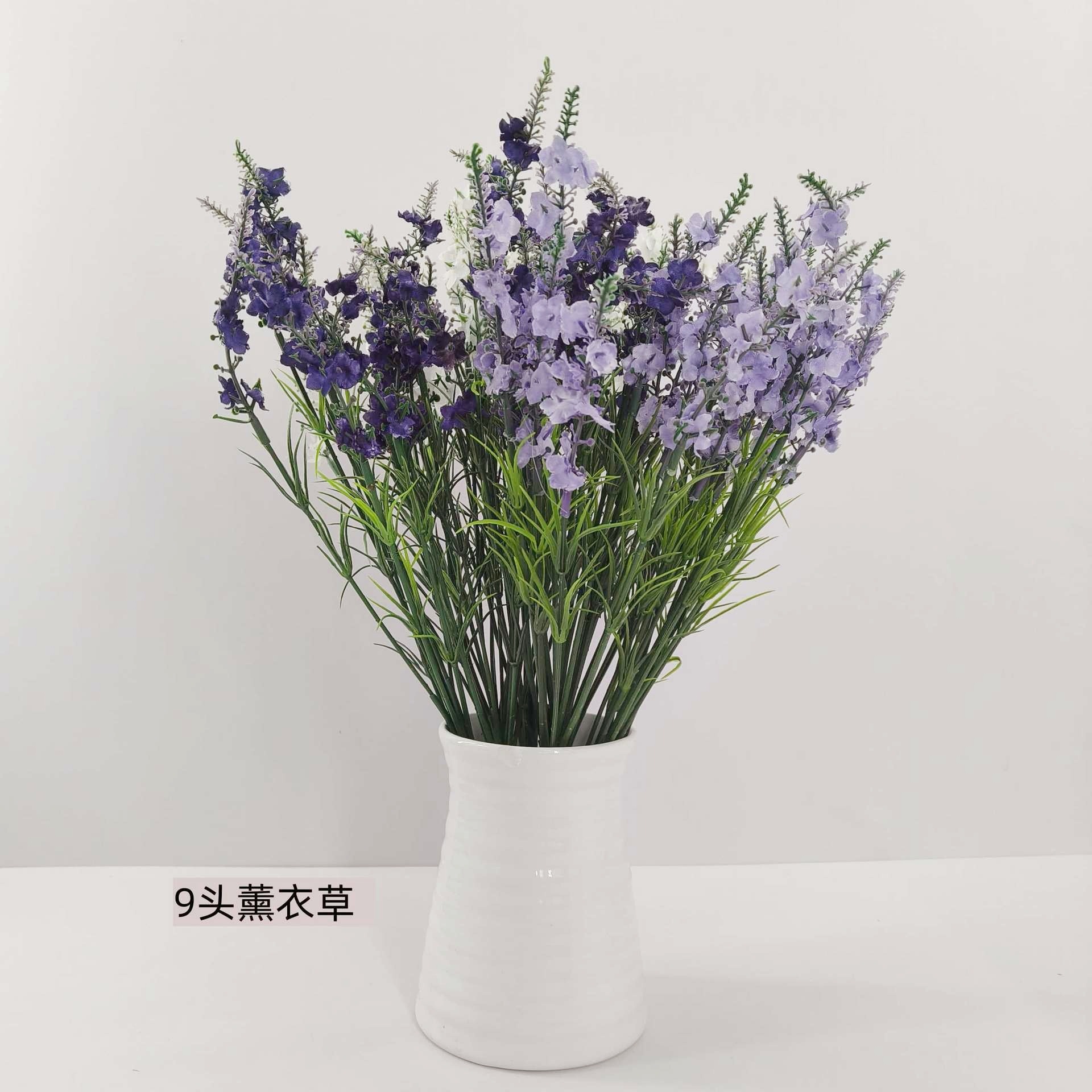 라벤더 시뮬레이션 플랜트 도매 유럽 조화 화분 꽃 장식 플라스틱 꽃 시뮬레이션 부케