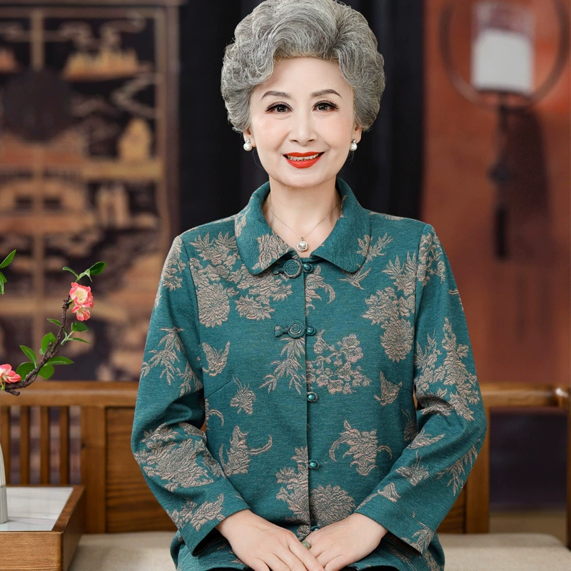Средний и пожилой мама осенняя рубашка топ женский 70 лет 80 бабушка с длинными рукавами рубашка старушка весенняя осенняя одежда
