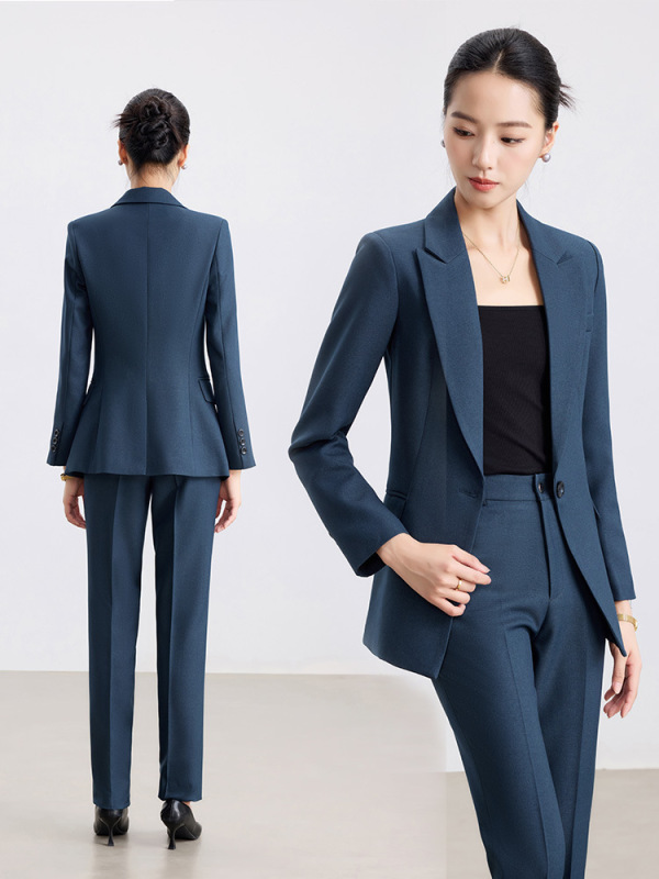 藏青色西装套装女2025新款春秋高级感修身气质职业正装经理工作服|undefined