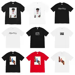 2026 Cross-Border Streetwear Supreme Style American Trendy BOX Short Sleeve Milan Cross Classic Letter T-Shirt Loose Unisex