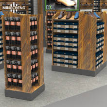 商场鞋店用的展示架木纹四面袜子中岛柜男款商务鞋子鞋盒展示柜台