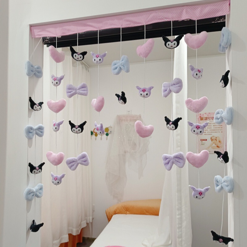 Purple Culomi and Black Culomi Double Door Curtain Hanging Curtain Wall Decoration Cute Girl's Room Hanging Curtain