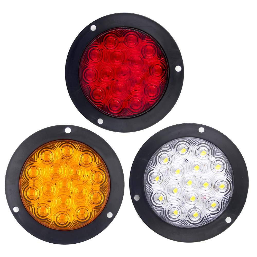 Cross-Border Foreign Trade 12V24V Universal Voltage 14cm Round Led Truck Tail Light 16Led Red Yellow White Tail Light