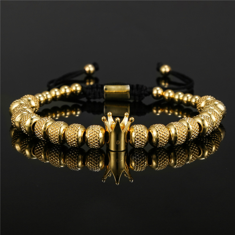 retro copper crown beaded bracelet woven adjustable bracelet wholesale